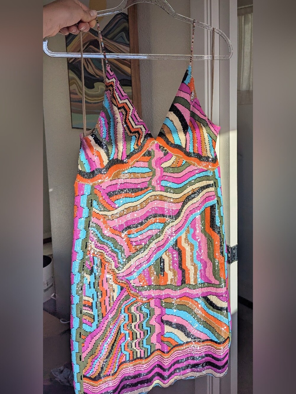 Free People Sequin Multi-Color Slip Dress - Picture 1 of 8